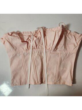 Edikted Pink Corset Top Strapless‎ Hook Eye Front Boned Bustier Y2K XS